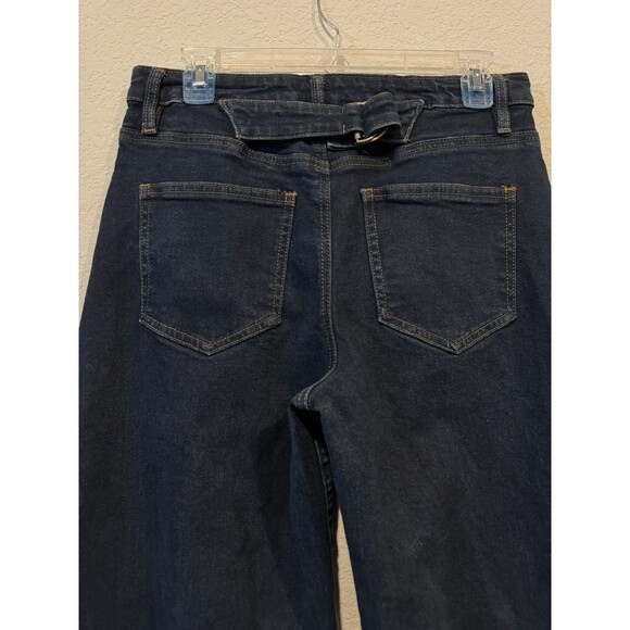 Fashion Nova Wide Leg Cuffed Dark Wash Jeans Madewell Emmett Dupe Size 5 Hi Rise - Picture 4 of 8